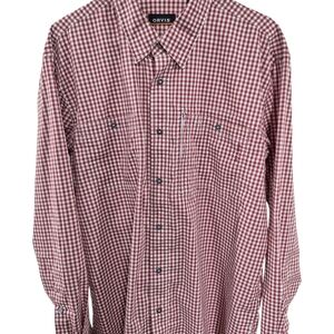 Orvis Men's Burgundy Plaid Button Down Shirt